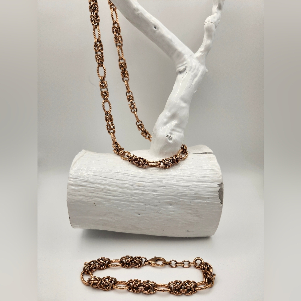 STEELX jewelry Rose Gold Tone Necklace and Bracelet set
